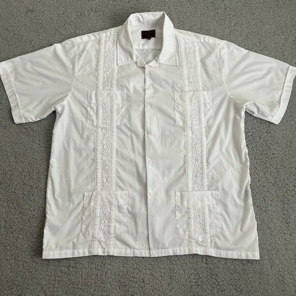 Maximos Other - Maximos Yucatan Guayabera Shirt Adult XL White Polyester Blend 4 Pocket Mexico